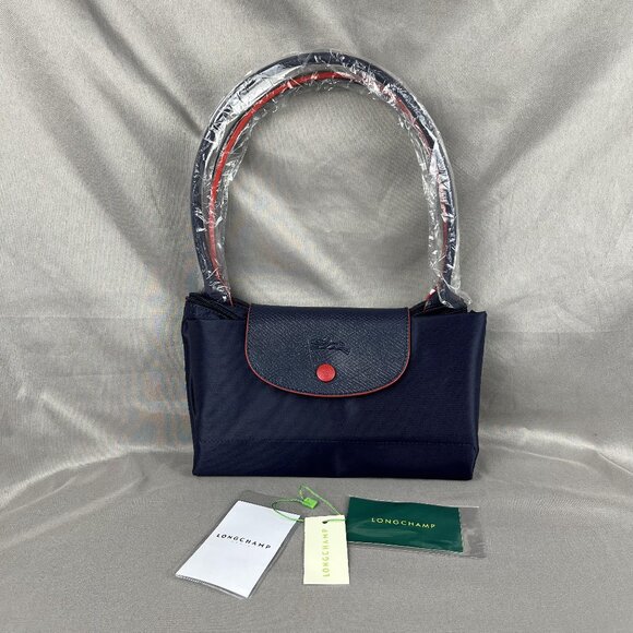 NWT Longchamp Le Pliage Original Large Shoulder Nylon Bag Tote Navy - Picture 1 of 6